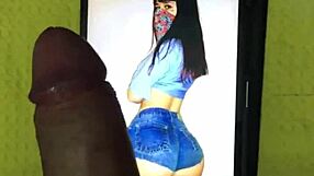 a petite latina teen receives a cum tribute from her new hot fan in a homemade setting