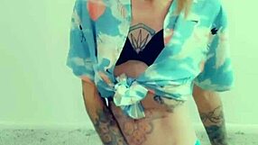 Transsexual in lingerie masturbates