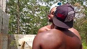 Two horny guys hook up in abandoned construction site.