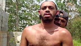 Two horny guys hook up in abandoned construction site.