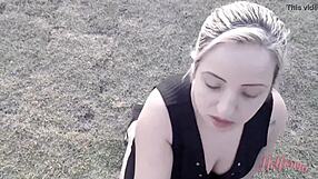 Blonde Bent Over for Roadside Doggystyle and Creampie