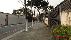 Wow, She Got Naked on the Street and Offered Her Pussy to Badarox Couple!