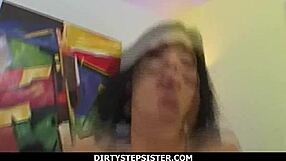 Sex-hungry stepsis rides stepbro's cock lavishly on sofa 😈