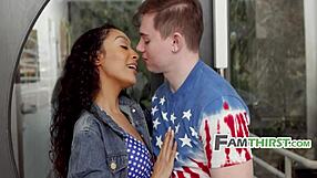 Skinny Petite Teens Amber Summer and Sarah Lace Engage in Patriotic 3some Fucking with Stepsisters