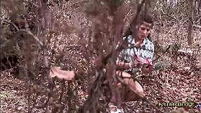 Kumalott teen blonde captured and anal fucked in outdoor 3some. Russian group assfucking leads to facial?