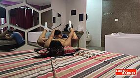 Julissa Rica in room casting, enjoying oral attention from the director.