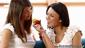 classy lesbian babe plays with toys