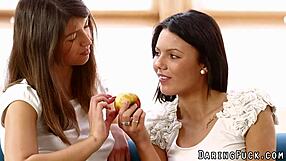 classy lesbian babe plays with toys