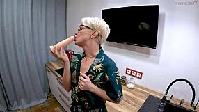 She moans, 'Masturbating in the kitchen with toys'