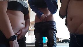 Lesbian Illusion Girls Take Turns Masturbating In Kitchen Until Orgasm