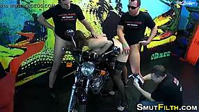 European slut in blowbang bukkake with big cocks