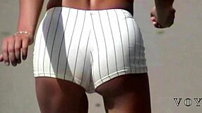 Free moving young American lad in white trunks