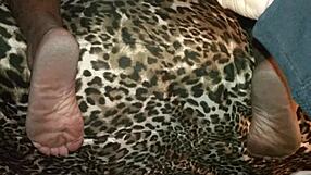 Curly-haired girl bent over for doggystyle with toe play