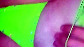 Fat whore in green thongs gets her shaved pussy creampied during rough sex for cash