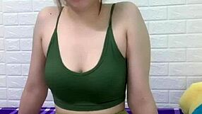 Asian woman wears two-piece dress with big white ass.