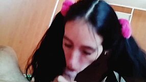 Jovencita gives intense oral to papi without censorship