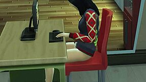 Girl masturbates intensely in front of the mirror, pleasuring herself deeply