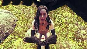 Йеннифер из Ведьмака 3 делает sloppy минет моему огромному члену для мощного facial