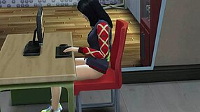 Girl masturbates intensely in front of the mirror, pleasuring herself deeply