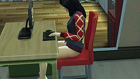 Girl masturbates intensely in front of the mirror, pleasuring herself deeply