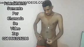 puto carioca feels orgasmic release during whatsapp video call
