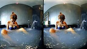 Watch her wet fingers tease in the whirlpool shower voyeur style