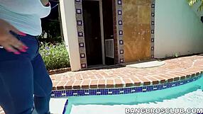 Natural Tits Ashley Barbie Fucked Hard Missionary Outdoors by Pool