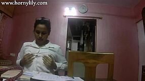 Amateur Indian teacher stripping her sexy big tits for her student