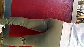 Hidden candid moment in leggings.