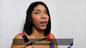 Dirty hungry latina squeezes cock hard, begging for cum as friends watch eagerly