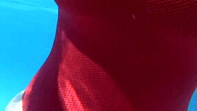 Yoko Matsugane models red swimsuit