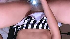 Eighteen-year-old student in uniform impresses math teacher with tight skills, invites home for more