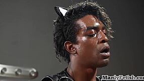 Interracial Cosplay Bottom Gets Barebacked By Black Stud In Leather Costume