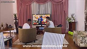 watching the game with a friend in brazil, chatting about the match and enjoying the atmosphere