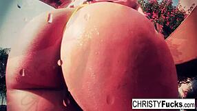 Christy Mack Brunette Babe Gropes Big Tits and Pussy in Shower