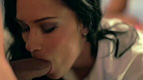 brunette milf gives intense cfnm blowjob with handjob