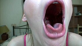 Her long wet tongue teases deep inside