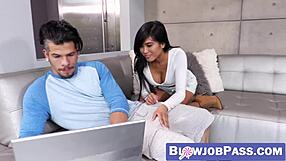Asian beauty Ember Snow will suck a big cock and take it deepthroat