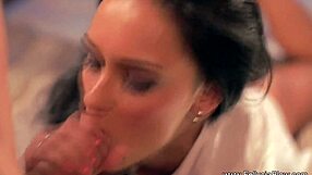 brunette milf gives intense cfnm blowjob with handjob