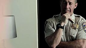 Hot gay jock bribes horny officer with intense deep throat blowjob