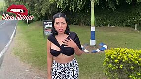 Lina Henao bent over in doggystyle during first porn casting.