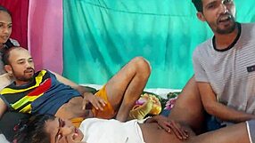 Two Black Chicks Shared In Horny Guys Foursome Gangbang!