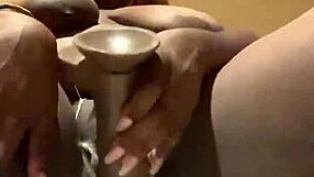 hairy bbw with huge clit and big tits plays with toys