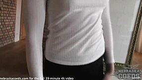 gorgeous blonde spinner candice interviewed by lucky cameraman between scenes on usa sofa