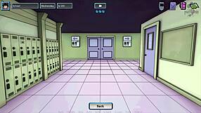 cruel blonde uses dildo on goth in anime