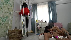 Brunette babe seduces photographer for wild ride