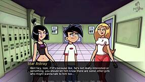 cruel blonde uses dildo on goth in anime