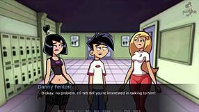 cruel blonde uses dildo on goth in anime