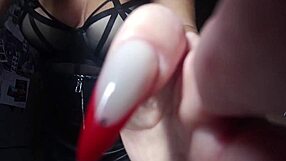 Milf femdom gives jerk off instructions focusing on ass and tits