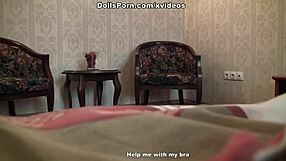 Long-haired cutie takes anal fuck doll